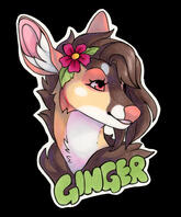 Marker bust badge of Ginger, a deer. Marker bust badge of Ginger, a deer.
