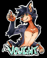 Marker half body badge of Vought, a dog. Marker half body badge of Vought, a dog.