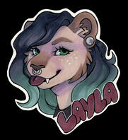 Marker bust badge of Layla, a lion.