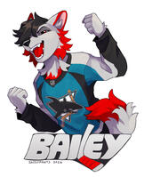 Digital half body badge of Bailey, a wolf. Digital half body badge of Bailey, a wolf.