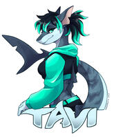 Digital half body badge of Tavi, a shark. Digital half body badge of Tavi, a shark.