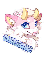 Digital bust badge of Cheesecake, a dragon. Digital bust badge of Cheesecake, a dragon.