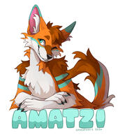 Digital half body badge of Amatzi, a coyote.