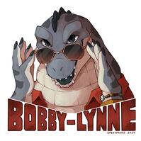 Digital bust badge of Bobby-Lynne, a gator.