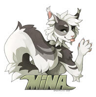 Digital half body badge of Mina, a cat.